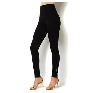 IMAN Chic Pants | NWT Black Slim Fit Stretch Gold Ankle Zipper | 1X